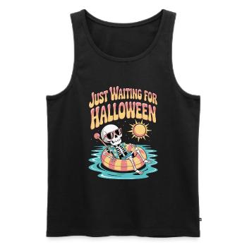 Skeleton Waiting for Halloween - Men's Premium Organic Tank Top - black - Front - Michal (187cm)