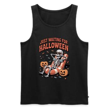 Ambiance relaxante d’Halloween squelette - Débardeur bio Premium Homme - noir - Devant - AI Model Male 178 light (178cm)