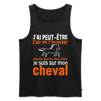 Je suis à cheval - cadeau humour cheval équitation - Débardeur bio Premium Homme - noir - Devant - AI Model Male 178 light (178cm)