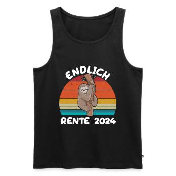Endlich Rente 2024 - Ruhestand Lustiges Faultier - Männer Premium Bio Tank Top - Schwarz - Vorne - Michal (187cm)