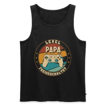 Papa Level Loading Schwangerschaft Verkünden Baby - Männer Premium Bio Tank Top - Schwarz - Vorne - Michal (187cm)