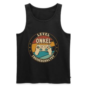 Onkel Level Loading Schwangerschaft Verkünden - Männer Premium Bio Tank Top - Schwarz - Vorne - AI Model Male 178 light (178cm)