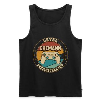 Level Ehemann Freigeschaltet Bräutigam - Männer Premium Bio Tank Top - Schwarz - Vorne - AI Model Male 178 light (178cm)