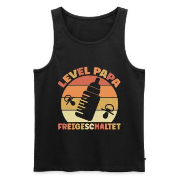 Papa Level Freigeschaltet Schwangerschaft - Männer Premium Bio Tank Top - Schwarz - Vorne - AI Model Male 178 light (178cm)