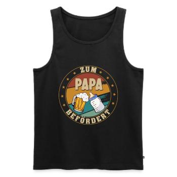 Zum Papa befördert - Lustige Schwangerschaft - Männer Premium Bio Tank Top - Schwarz - Vorne - Michal (187cm)