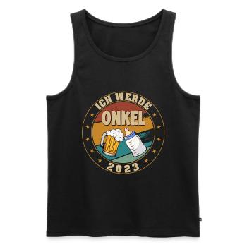 Ich werde Onkel 2023 Lustige Schwangerschaft - Männer Premium Bio Tank Top - Schwarz - Vorne - Michal (187cm)