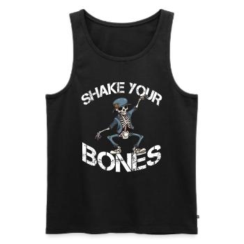 Shake your Bones skeleton saying Lusitg - Men's Premium Organic Tank Top - black - Front - AI Model Male 178 light (178cm)