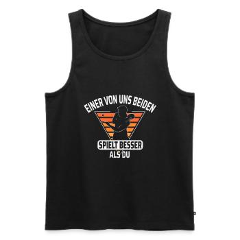 Einer von uns beiden spielt besser als du - Männer Premium Bio Tank Top - Schwarz - Vorne - Michal (187cm)
