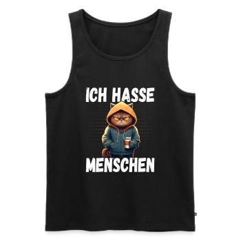 Ich Hasse Menschen Katze - Lustiges Katzen Kaffee - Männer Premium Bio Tank Top - Schwarz - Vorne - Michal (187cm)