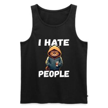 I Hate People - Coffee Cats Introverted - Men's Premium Organic Tank Top - black - Front - Michal (187cm)