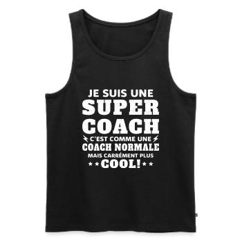 Une Super Coach Idée Femme Cadeau Humour - Débardeur bio Premium Homme - noir - Devant - Michal (187cm)