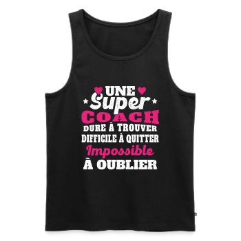 Une Super Coach Idée Femme Cadeau Humour - Débardeur bio Premium Homme - noir - Devant - Michal (187cm)