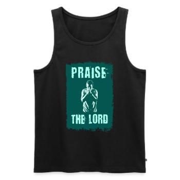 Messages de la Bible Jésus loue le Seigneur - Débardeur bio Premium Homme - noir - Devant - AI Model Male 178 light (178cm)