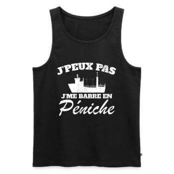 J'peux pas j'me barre en péniche - Débardeur bio Premium Homme - noir - Devant - Michal (187cm)