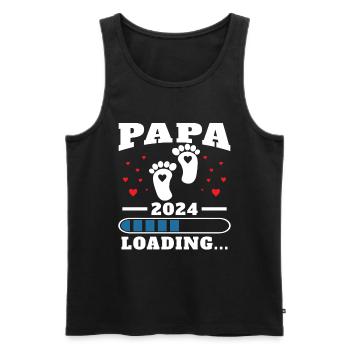 Papa 2024 Drôle Cadeau Fête Des Pères Enceinte - Débardeur bio Premium Homme - noir - Devant - Michal (187cm)