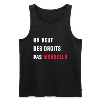 We want rights, not Merdella - Men's Premium Organic Tank Top - black - Front - AI Model Male 178 light (178cm)