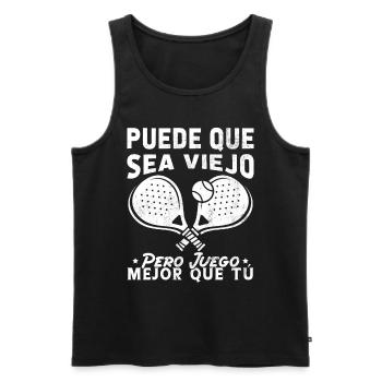 I may be old but I play Padel Tennis better - Men's Premium Organic Tank Top - black - Front - Michal (187cm)