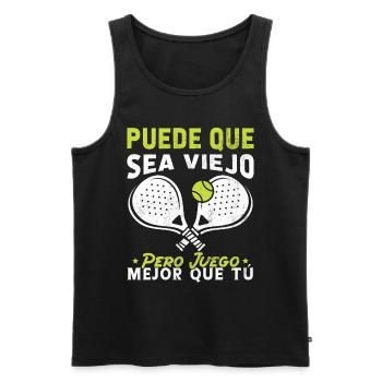 I may be old but I play Padel Tennis better - Men's Premium Organic Tank Top - black - Front - Michal (187cm)