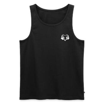 Chien et cœur de chat Amoureux des chiens Amoureux des chats - Débardeur bio Premium Homme - noir - Devant - Michal (187cm)