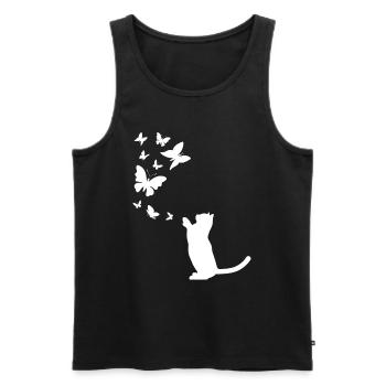 Chat avec papillons Amoureux des chats Catbe - Débardeur bio Premium Homme - noir - Devant - AI Model Male 178 light (178cm)
