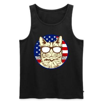 Cat with America flag I cat lover ameri - Men's Premium Organic Tank Top - black - Front - Michal (187cm)
