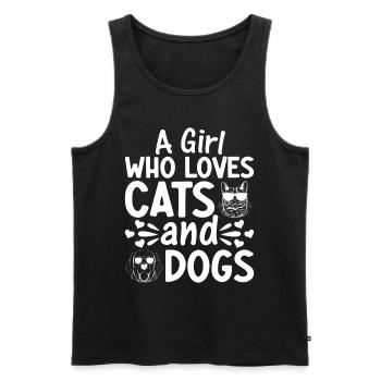 Amoureux des chiens Fille Amoureux des chats I a - Débardeur bio Premium Homme - noir - Devant - Michal (187cm)