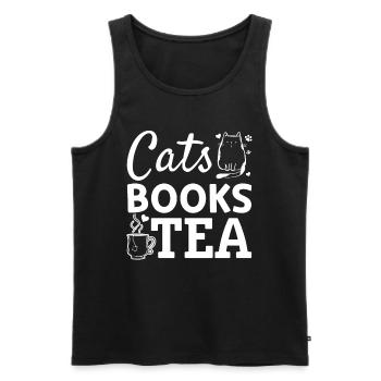 Katzen Bücher Tee I Buch Lesen Katzenliebhaber Buc - Männer Premium Bio Tank Top - Schwarz - Vorne - Michal (187cm)
