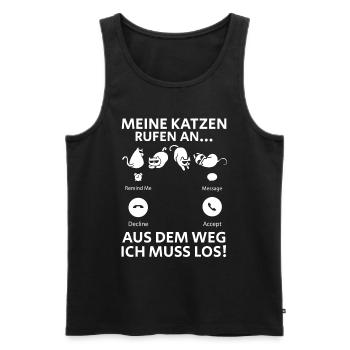 Meine Katzen Rufen An... Aus Dem Weg Ich muss Los - Männer Premium Bio Tank Top - Schwarz - Vorne - AI Model Male 178 light (178cm)