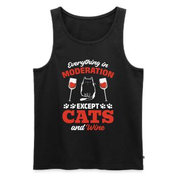 Alles in Maßen außer Katzen und Wein I Cat Lover - Männer Premium Bio Tank Top - Schwarz - Vorne - Michal (187cm)