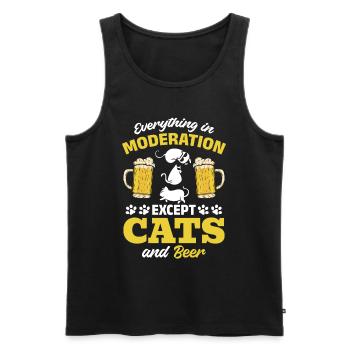 Tout avec modération sauf les chats et la bière I Cat Lover - Débardeur bio Premium Homme - noir - Devant - Michal (187cm)