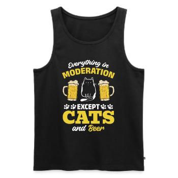Amoureux des chats I Tout avec modération sauf les chats et - Débardeur bio Premium Homme - noir - Devant - Michal (187cm)