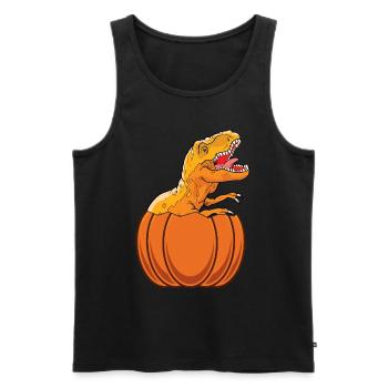 Kürbis Dino Lustiger Halloween-Kürbis mit Dinosaur - Männer Premium Bio Tank Top - Schwarz - Vorne - Michal (187cm)
