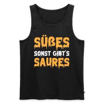 Halloween Süßes Sonst Gibt's Saures I Halloween - Männer Premium Bio Tank Top - Schwarz - Vorne - Michal (187cm)