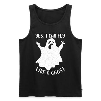 Funny ghost I Yes I can fly like a ghost - Men's Premium Organic Tank Top - black - Front - Michal (187cm)
