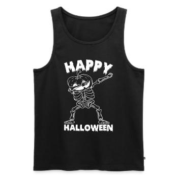 Halloween Dabbing Skeleton with Pumpkin - Männer Premium Bio Tank Top - Schwarz - Vorne - AI Model Male 178 light (178cm)