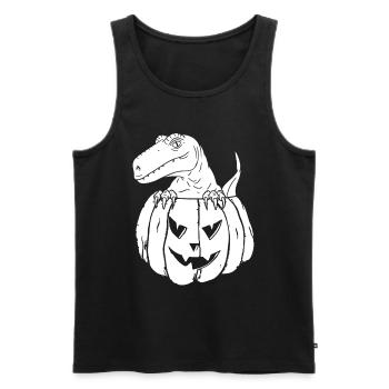 Halloween Pumpkin Dinosaur - Funny Pumpkin Dino - Men's Premium Organic Tank Top - black - Front - AI Model Male 178 light (178cm)