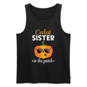 Halloween La sœur la plus cool dans le patch I Sœur Pum - Débardeur bio Premium Homme - noir - Devant - Michal (187cm)