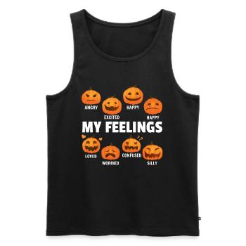 Drôle de citrouilles d’Halloween Mes sentiments Halloween Pum - Débardeur bio Premium Homme - noir - Devant - Michal (187cm)