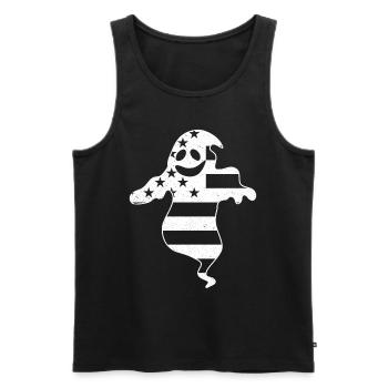 Halloween Ghost America Flag Ghost Halloween Ghost - Men's Premium Organic Tank Top - black - Front - AI Model Male 178 light (178cm)