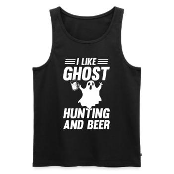Halloween - J’aime la chasse aux fantômes et la bière - Ghost - Débardeur bio Premium Homme - noir - Devant - Michal (187cm)