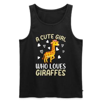 Zoo Animal Giraffe Une fille mignonne qui aime les girafes - Débardeur bio Premium Homme - noir - Devant - Michal (187cm)