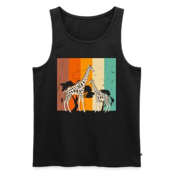 Zoo Animal Girafe Afrique Girafe Africaine - Débardeur bio Premium Homme - noir - Devant - Michal (187cm)