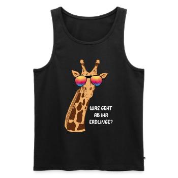 Giraffe Was Geht Ab Ihr Erdlinge? Lustige Giraffe - Männer Premium Bio Tank Top - Schwarz - Vorne - AI Model Male 178 light (178cm)