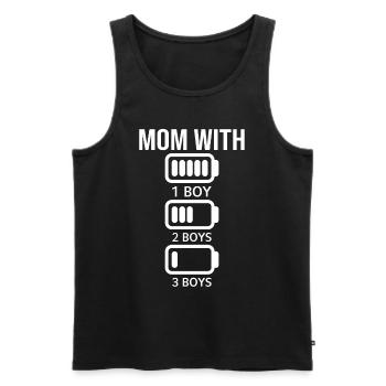 Mama with 3 Sons Battery Empty - Mom with three Bo - Männer Premium Bio Tank Top - Schwarz - Vorne - AI Model Male 178 light (178cm)