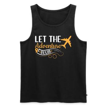 Let The Adventure Begin - Airplane Traveling Love - Men's Premium Organic Tank Top - black - Front - AI Model Male 178 light (178cm)