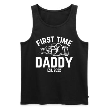 Première fois papa est. 2022 papa pour être papa Pater - Débardeur bio Premium Homme - noir - Devant - AI Model Male 178 light (178cm)