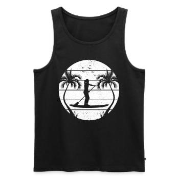 SUP Girl Sports Nautiques SUP - Coucher de soleil Stand Up Paddle - Débardeur bio Premium Homme - noir - Devant - AI Model Male 178 light (178cm)