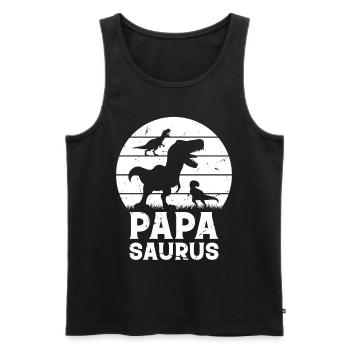 Papasaurus Papa Dinosaure Famille Papa Dino Papa Sau - Débardeur bio Premium Homme - noir - Devant - Michal (187cm)