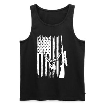 Deer Hunting Deer Head America Flag Hunter - Männer Premium Bio Tank Top - Schwarz - Vorne - Michal (187cm)