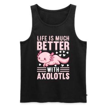 Axolotl Lover Kawaii Axolotl - La vie est bien meilleure - Débardeur bio Premium Homme - noir - Devant - Michal (187cm)